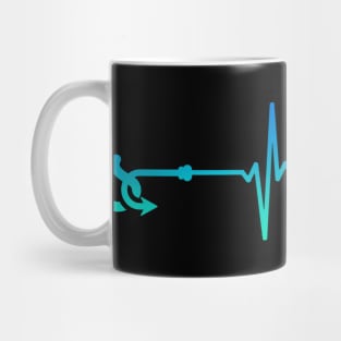 Fishing Hook Heartbeat Green Mug